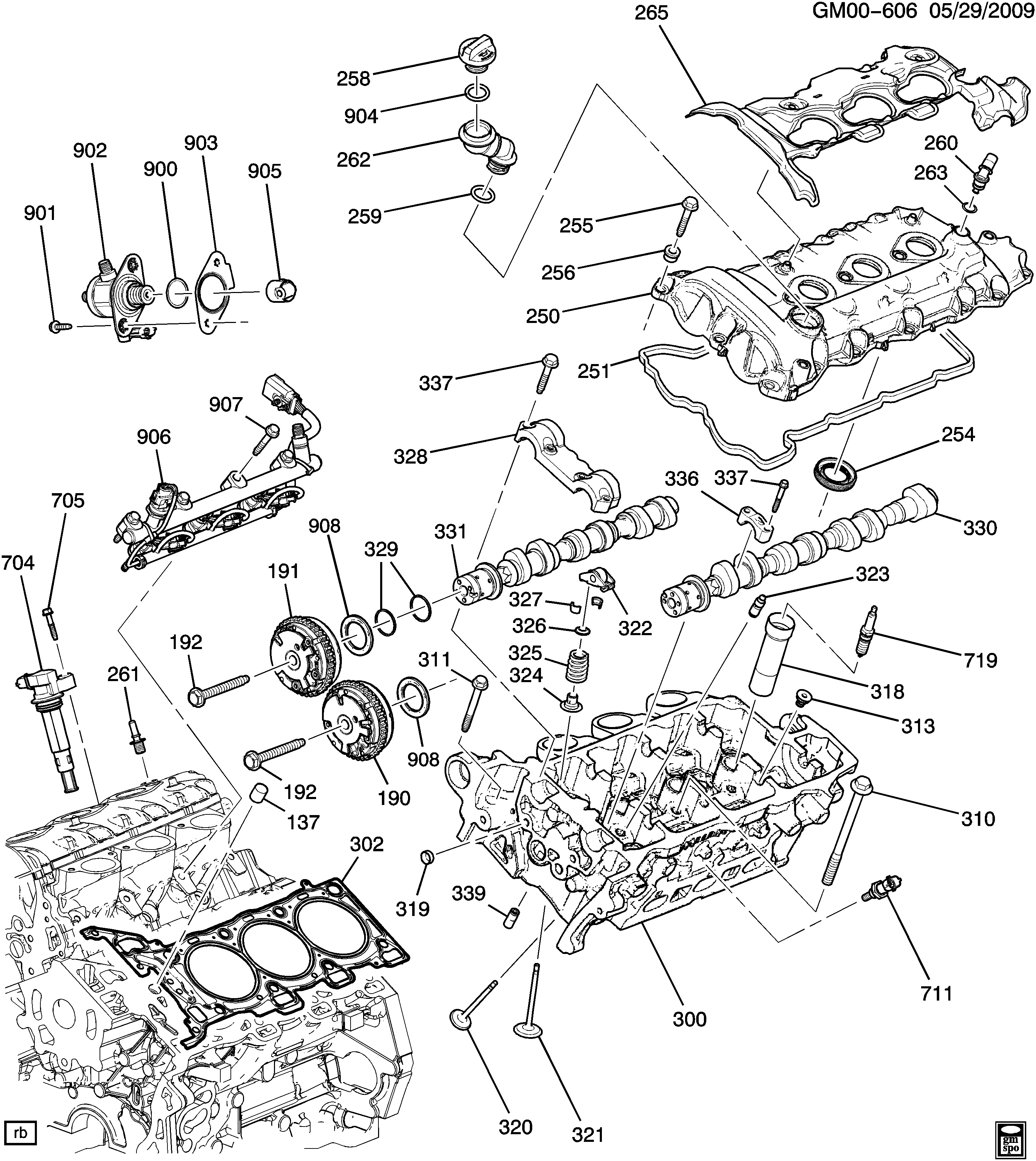 Opel 12 632 479 - Engine asm-3.0l v6 part 2 cylinder head & related parts (lf1/3.0: 06 pcs. autospares.lv