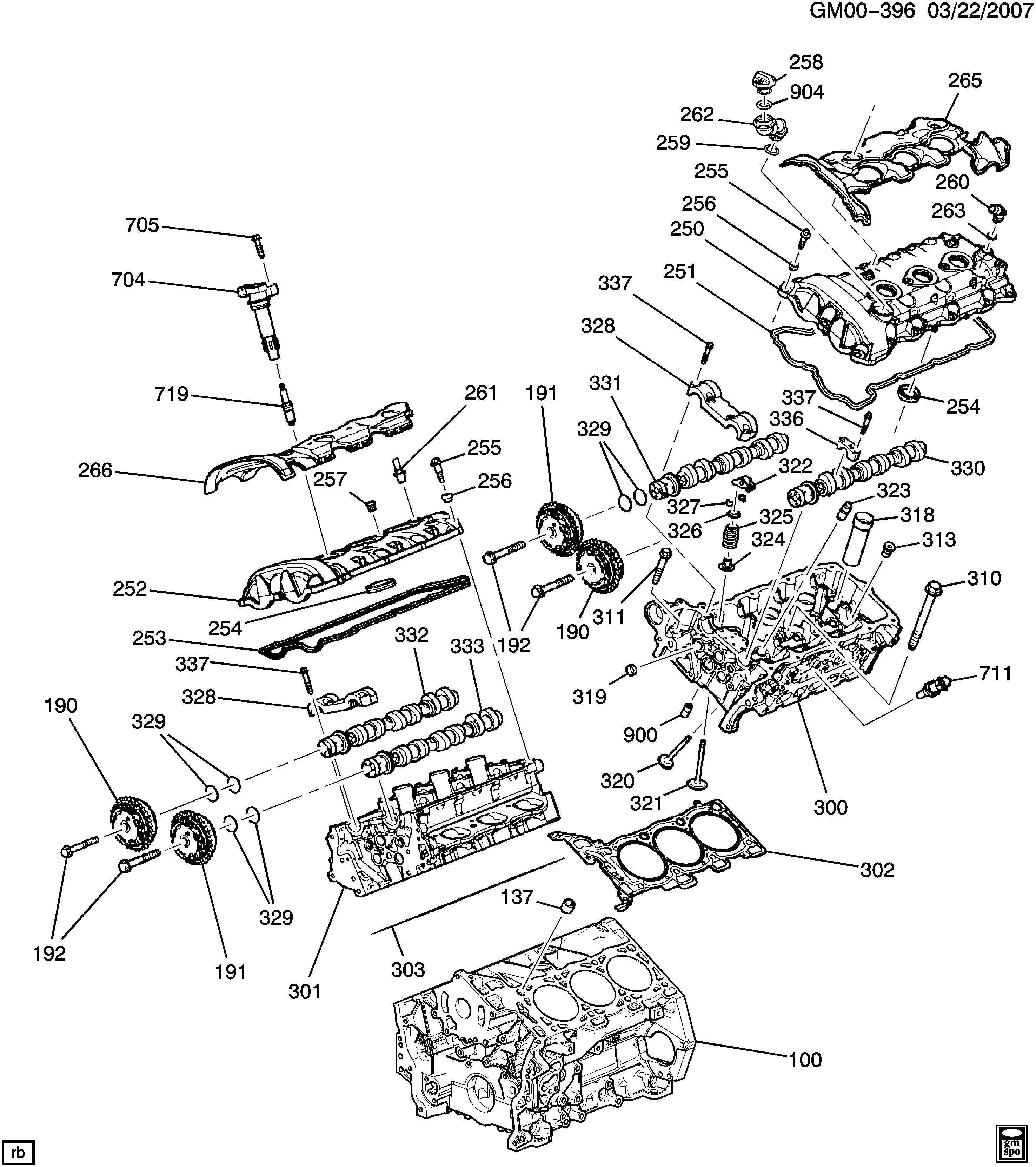 GMC 19300872 - Engine asm-3.6l v6 part 2 cylinder head & related parts (ly7/3.6: 06 pcs. autospares.lv