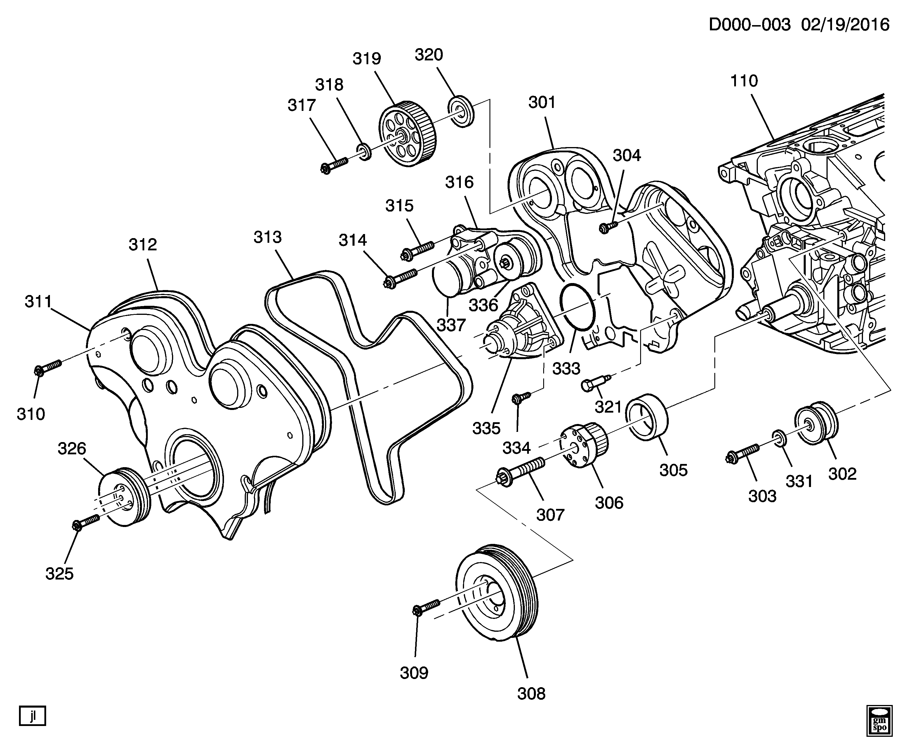 Cadillac 93170387 - Engine asm-3.2l v6 part 3 front cover & cooling (la3/3.2n): 02 pcs. autospares.lv