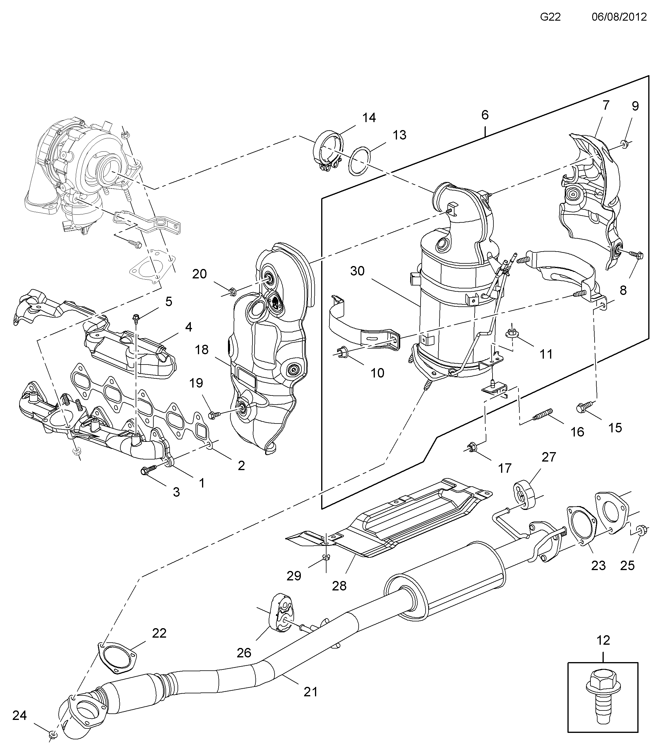 DAEWOO 4805870 - Exhaust manifold, catalytic converter and front pipe: 1 pcs. autospares.lv