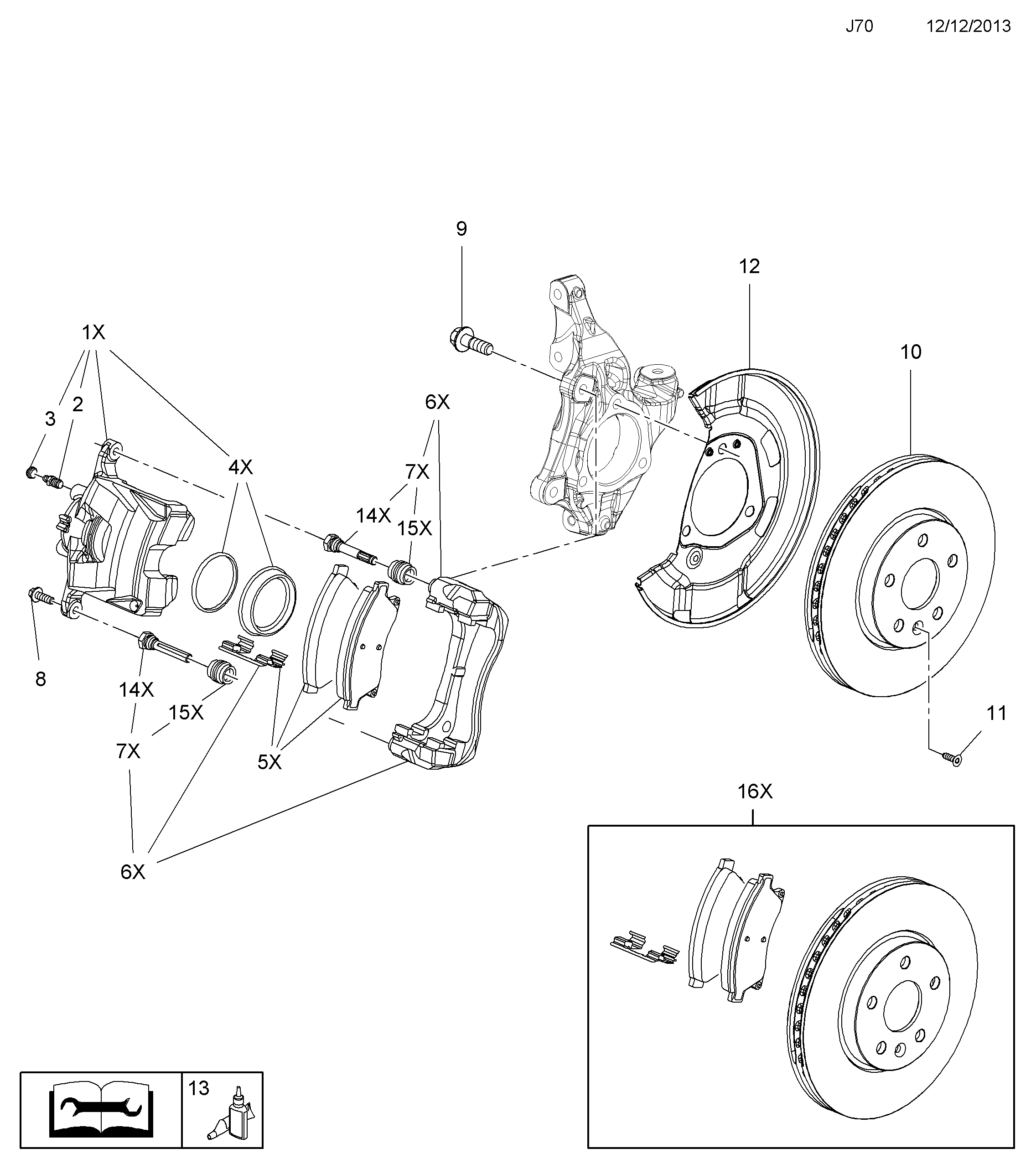 Opel 1605169 - Front brake disc and caliper: 1 pcs. autospares.lv