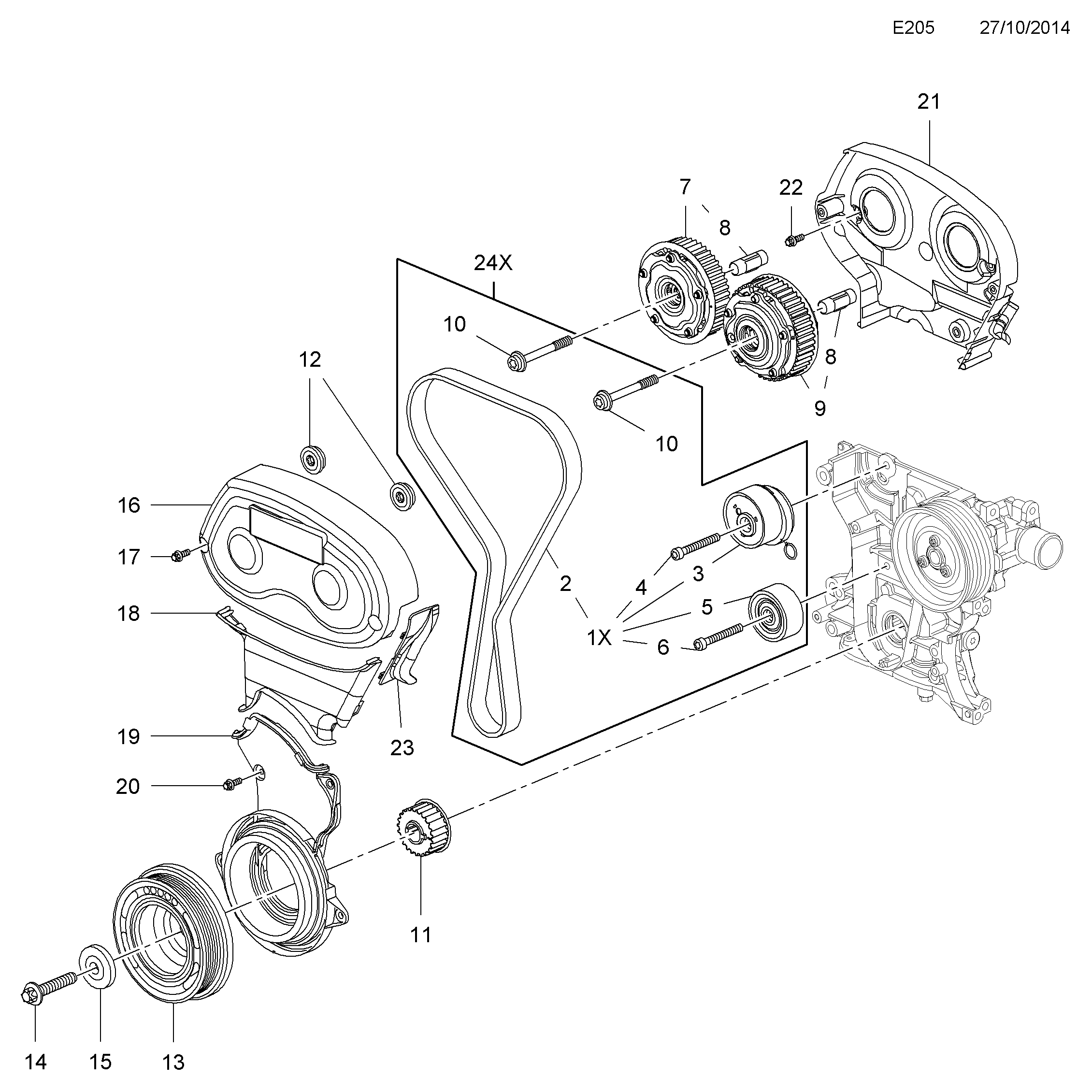 FORD 636160 - Timing belt, gear and pulleys: 1 pcs. autospares.lv