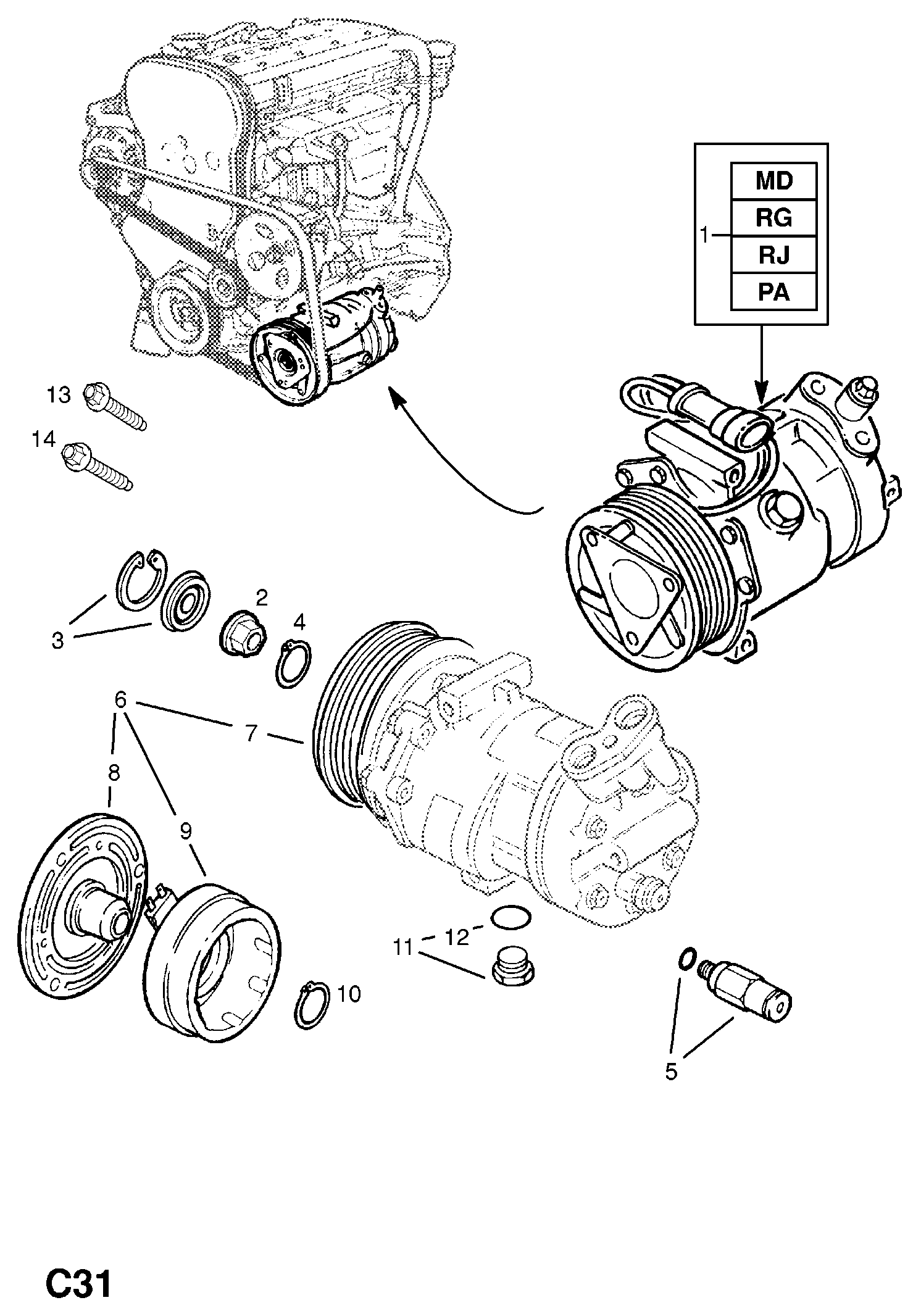 OM 1854107 - Compressor (contd.): 1 pcs. autospares.lv