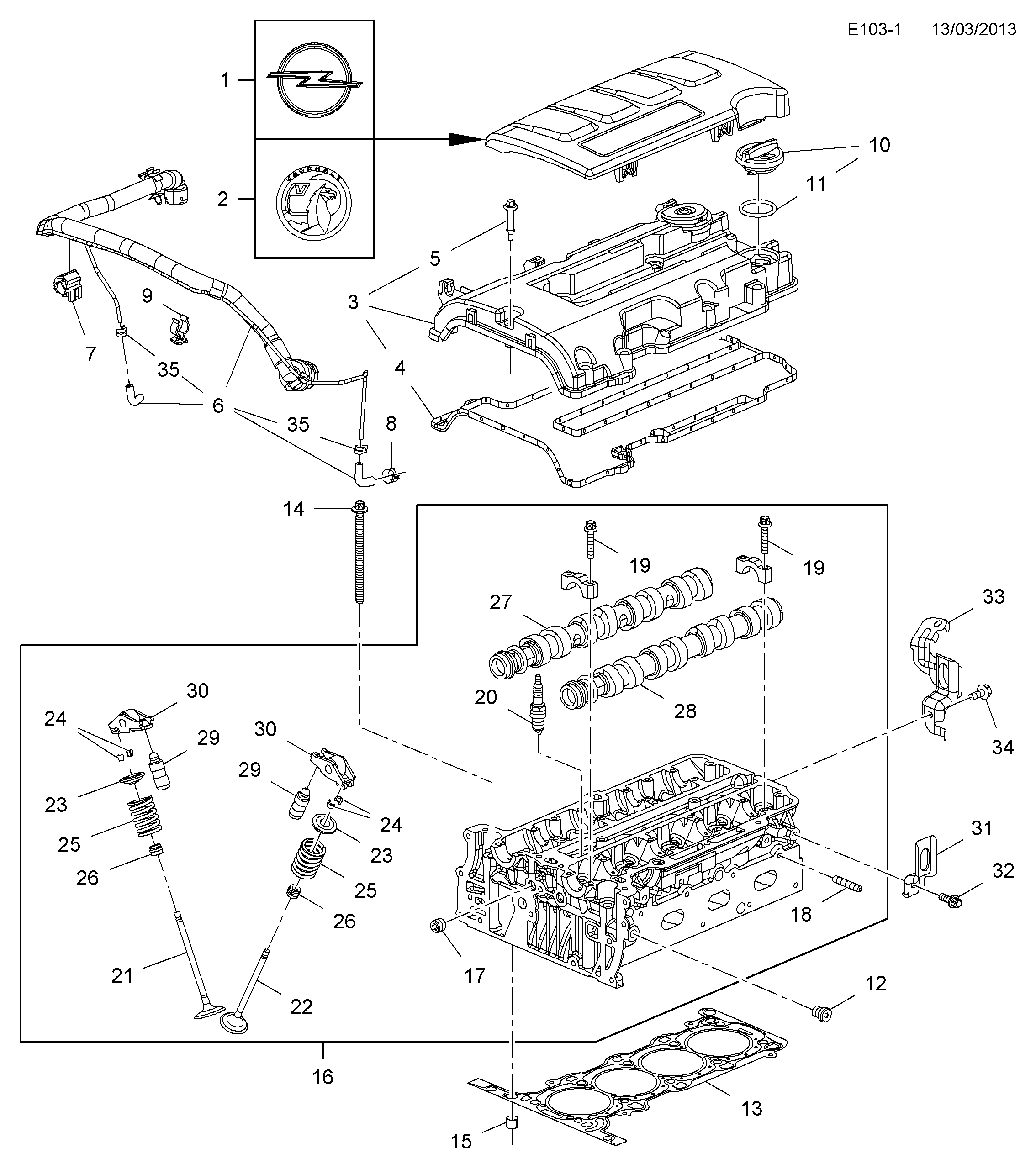 ATE-CN 607168 - Cylinder head cover and gasket: 15 pcs. autospares.lv