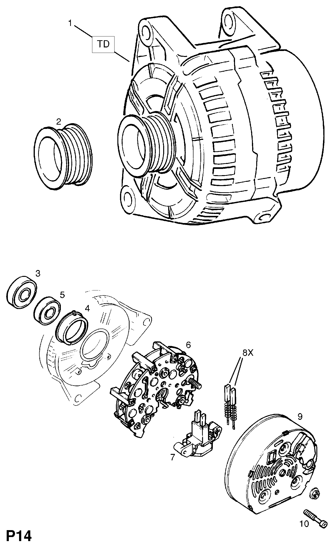 Opel 62 04 034 - Alternator (contd.): 1 pcs. autospares.lv