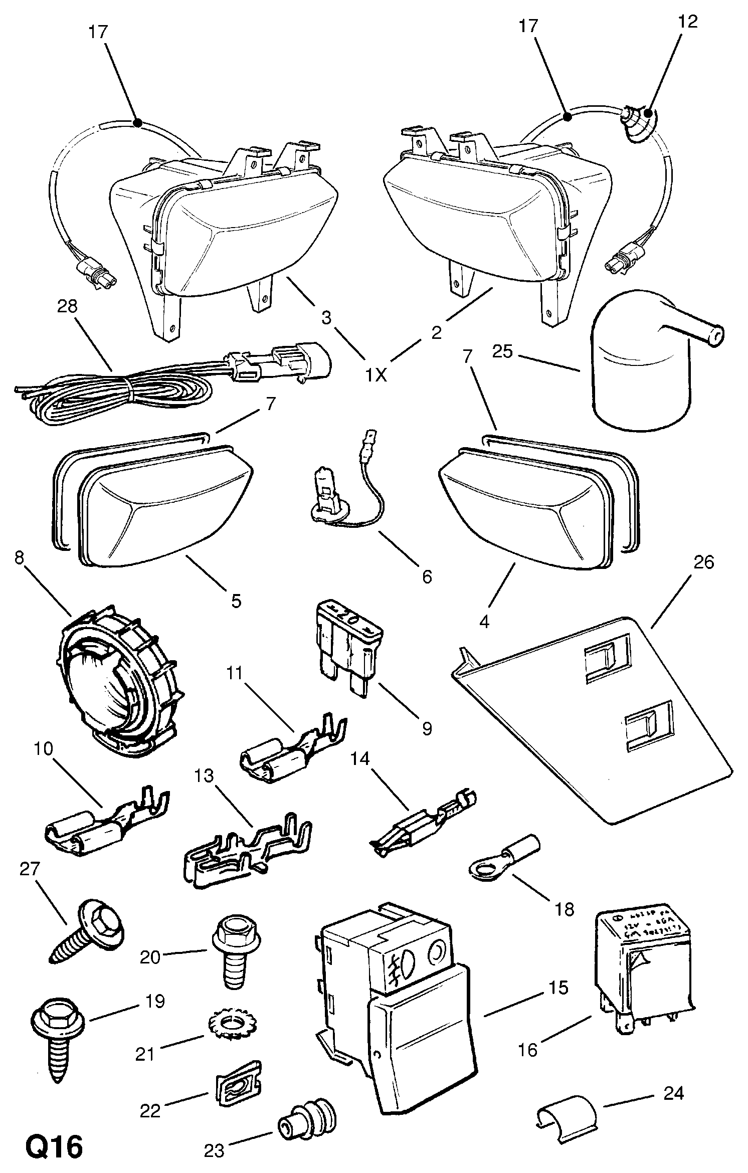 NOR 20 22 206 - Front foglamp and fixings: 6 pcs. autospares.lv