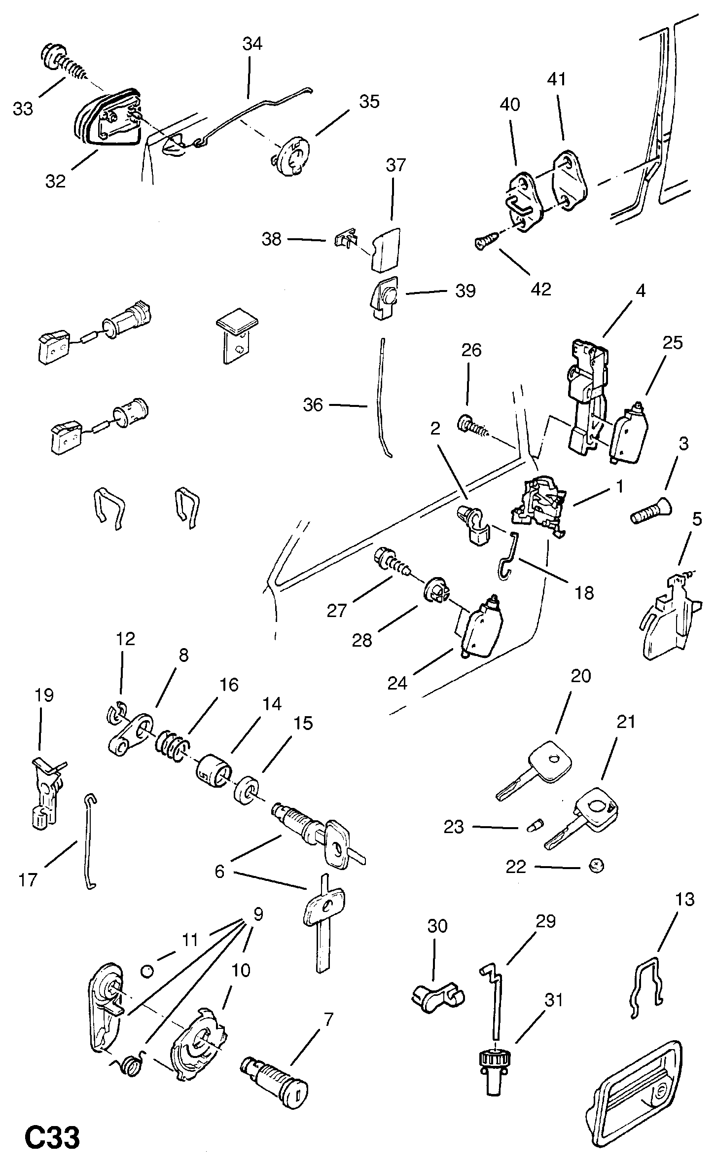 CITROËN/PEUGEOT 133397 - Lock barrel: 2 pcs. autospares.lv