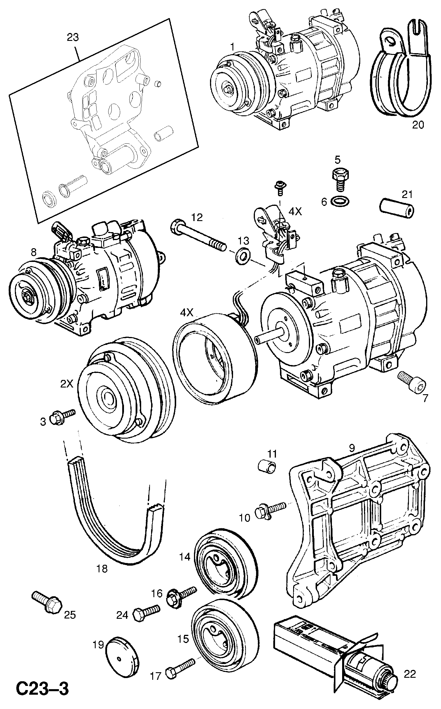 Vauxhall 1854722 - Compressor and fittings (contd.): 1 pcs. autospares.lv