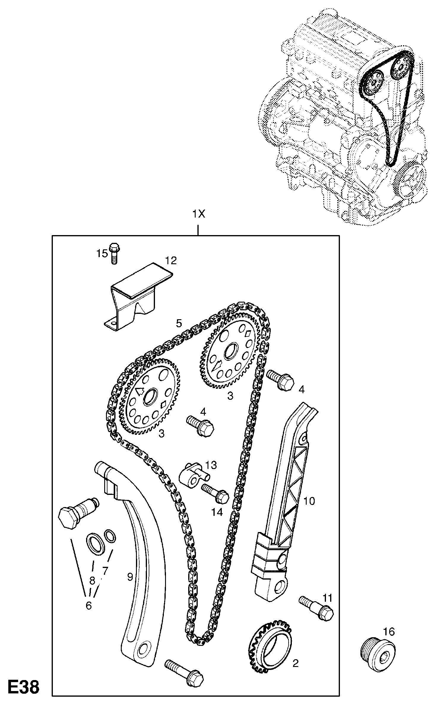 Vauxhall 6 36 826 - Timing chain, gear and pulleys: 1 pcs. autospares.lv