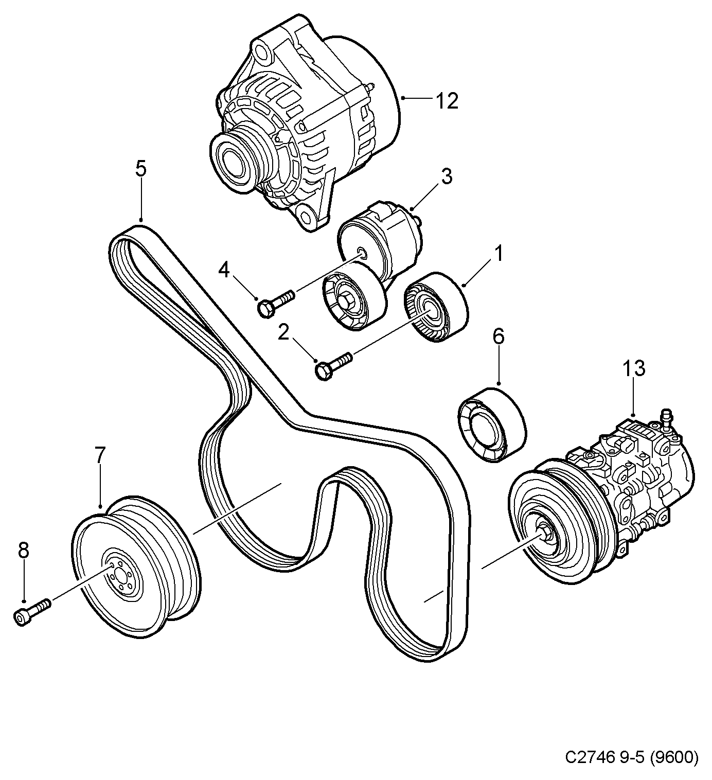 Alfarome/Fiat/Lanci 55190813 - Belt tensioner, (2006-2010) , z19dth: 1 pcs. autospares.lv