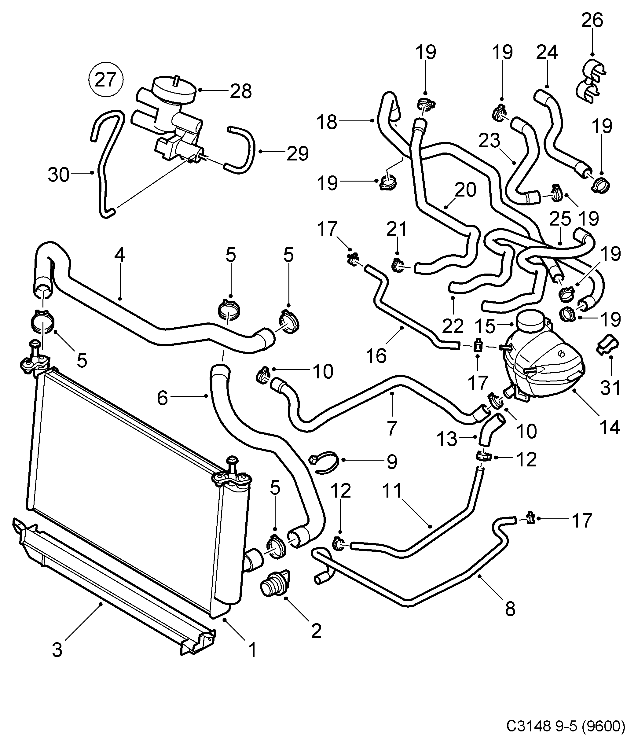 Opel 90467473 - Radiator - expansion tank, (2006-2010) , z19dth: 1 pcs. autospares.lv