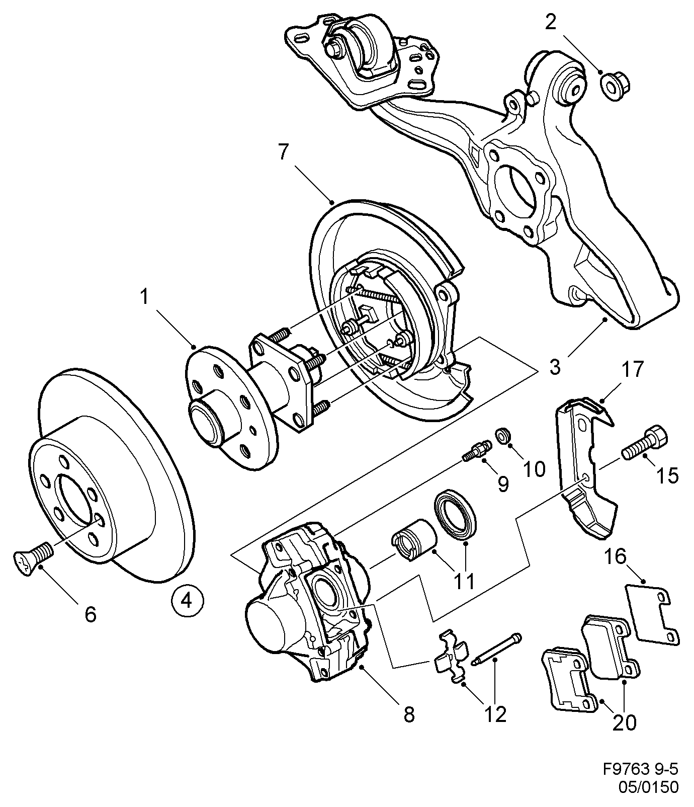 SAAB 4839338 - Brake disc and caliper, (1998-1999) , -x3025751: 1 pcs. autospares.lv