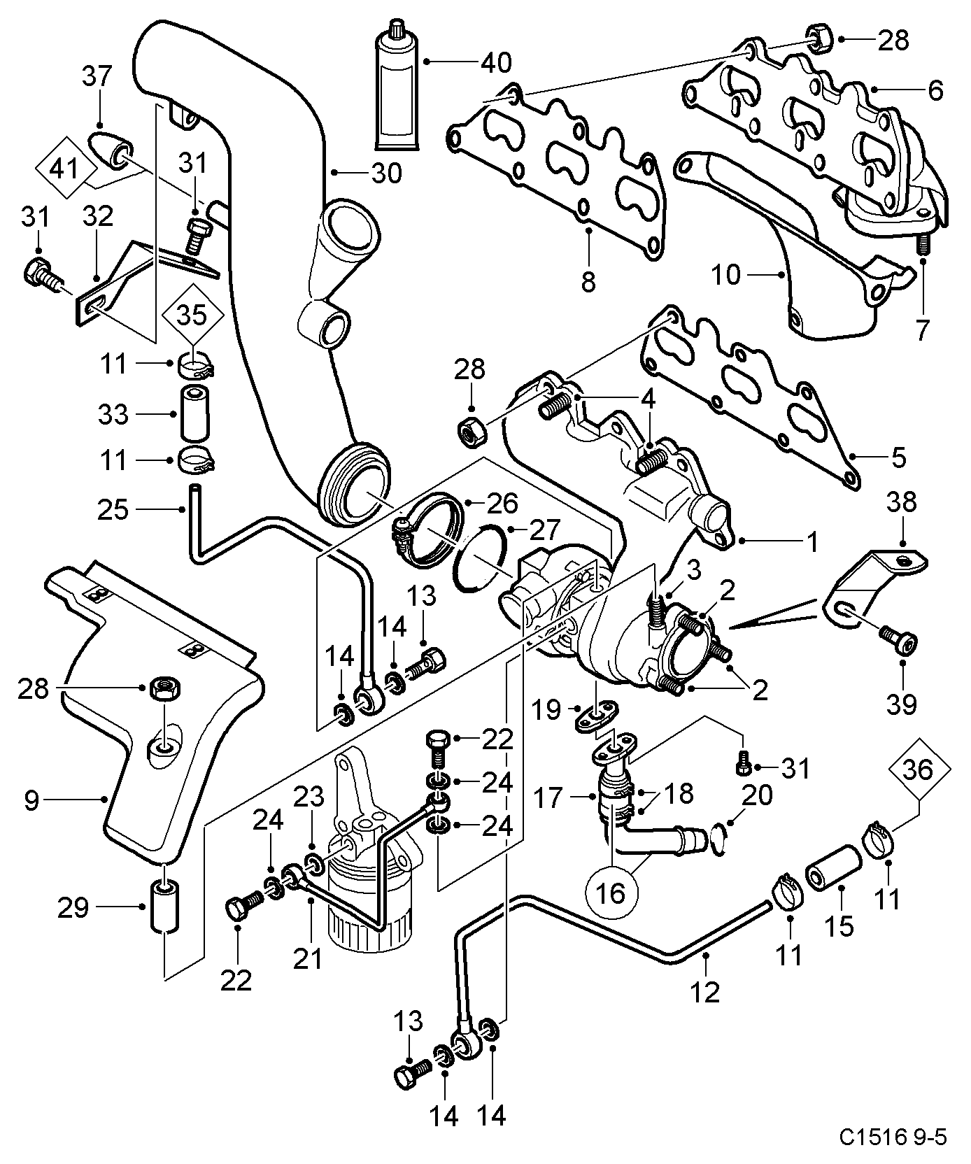 SAAB 9180290* - Exhaust manifold - turbocharger, (1998-2003) , b308e: 1 pcs. autospares.lv