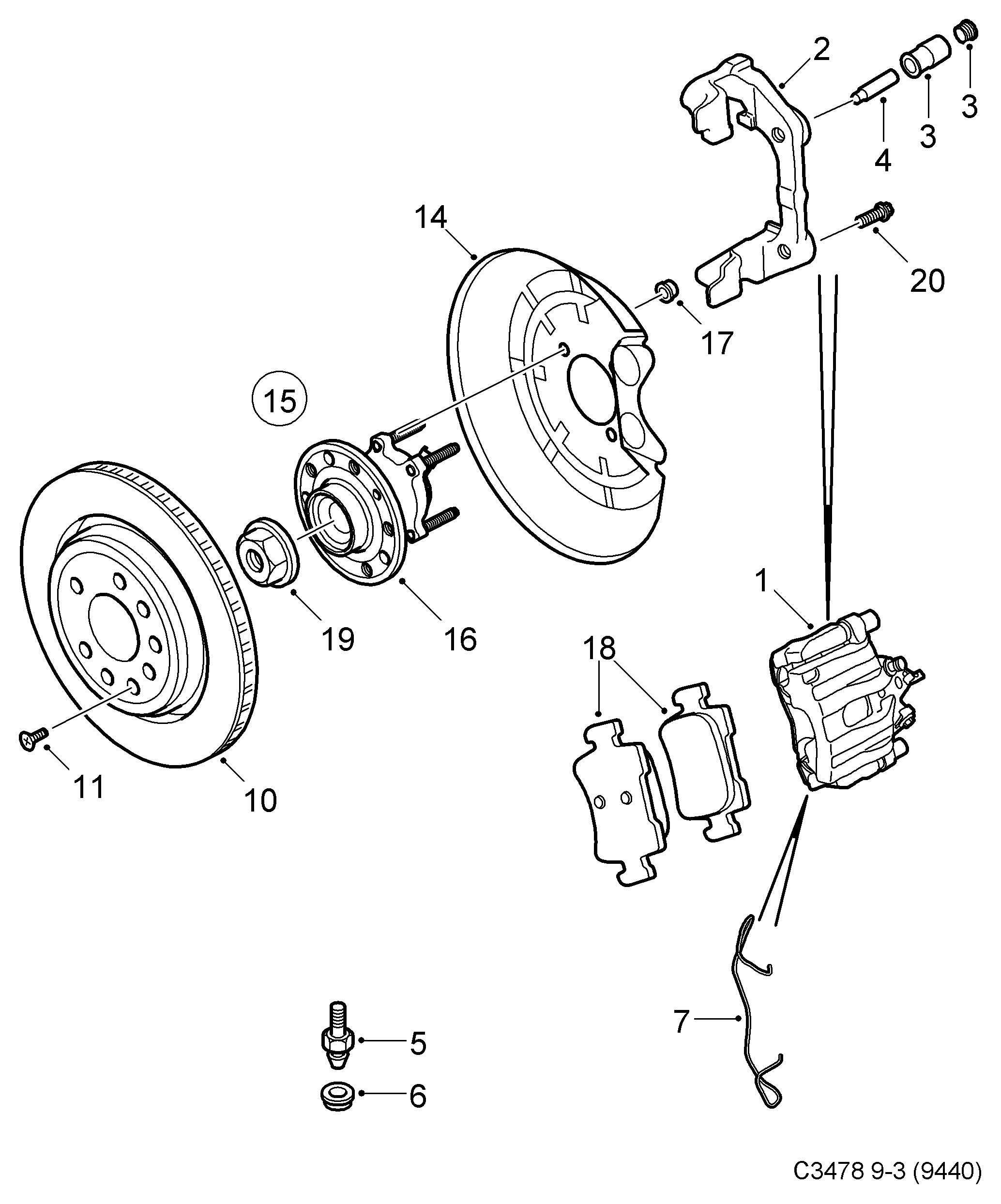 Opel 93186387 - Brake disc and caliper, (2006-2012) , 4d, 5d, cv: 2 pcs. autospares.lv