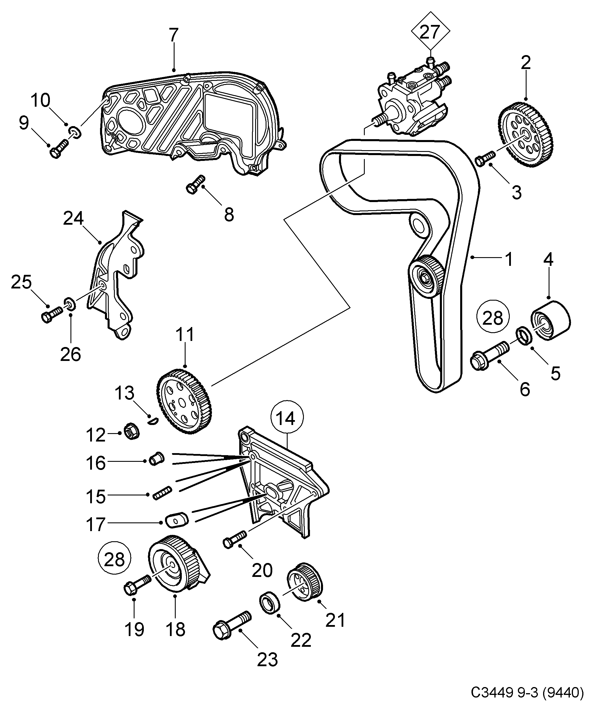 GMC 93178816 - Tensioner Pulley, timing belt autospares.lv