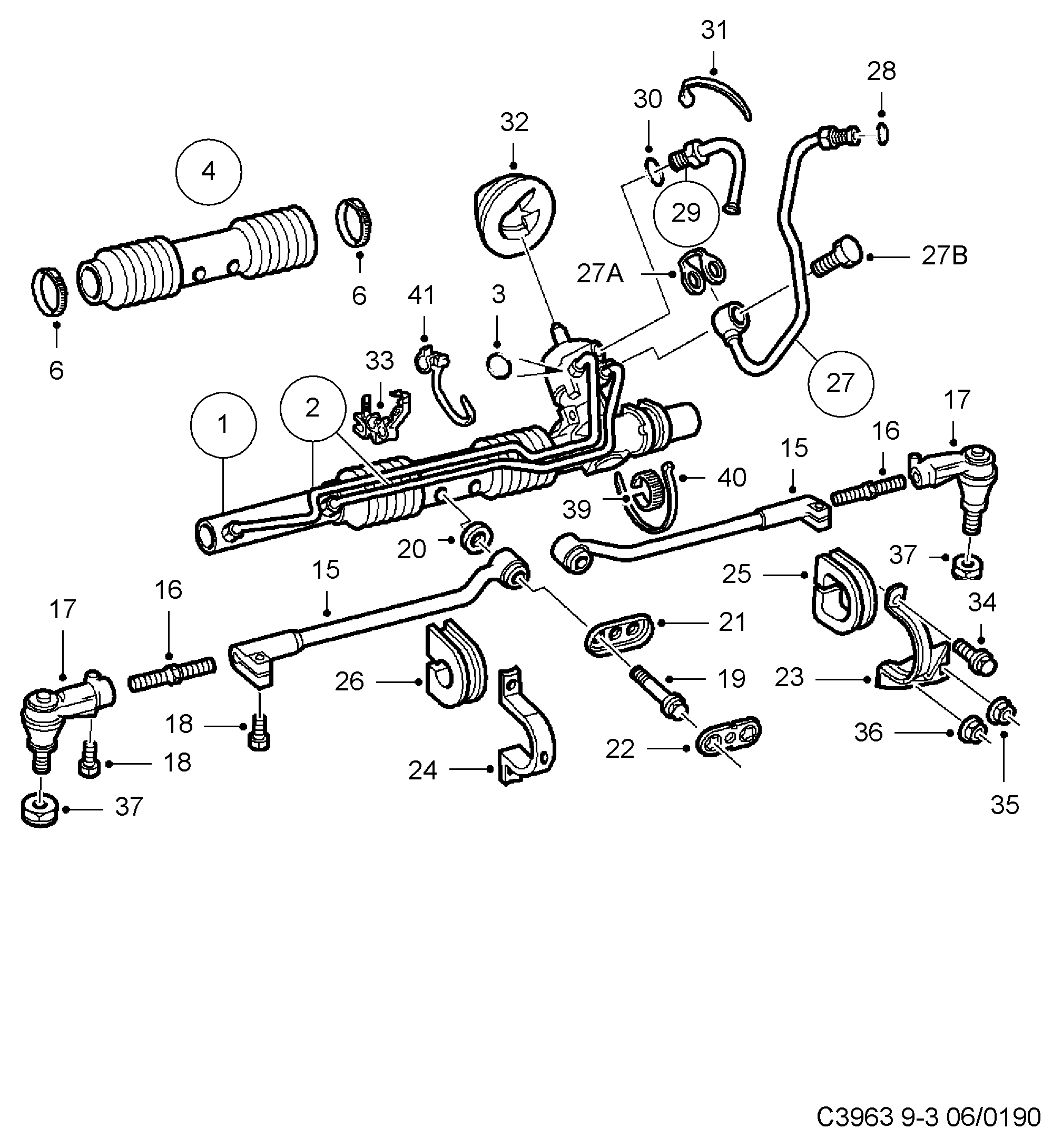 SAAB 44 02 772 - Power steering gear, (1998-2003): 1 pcs. autospares.lv