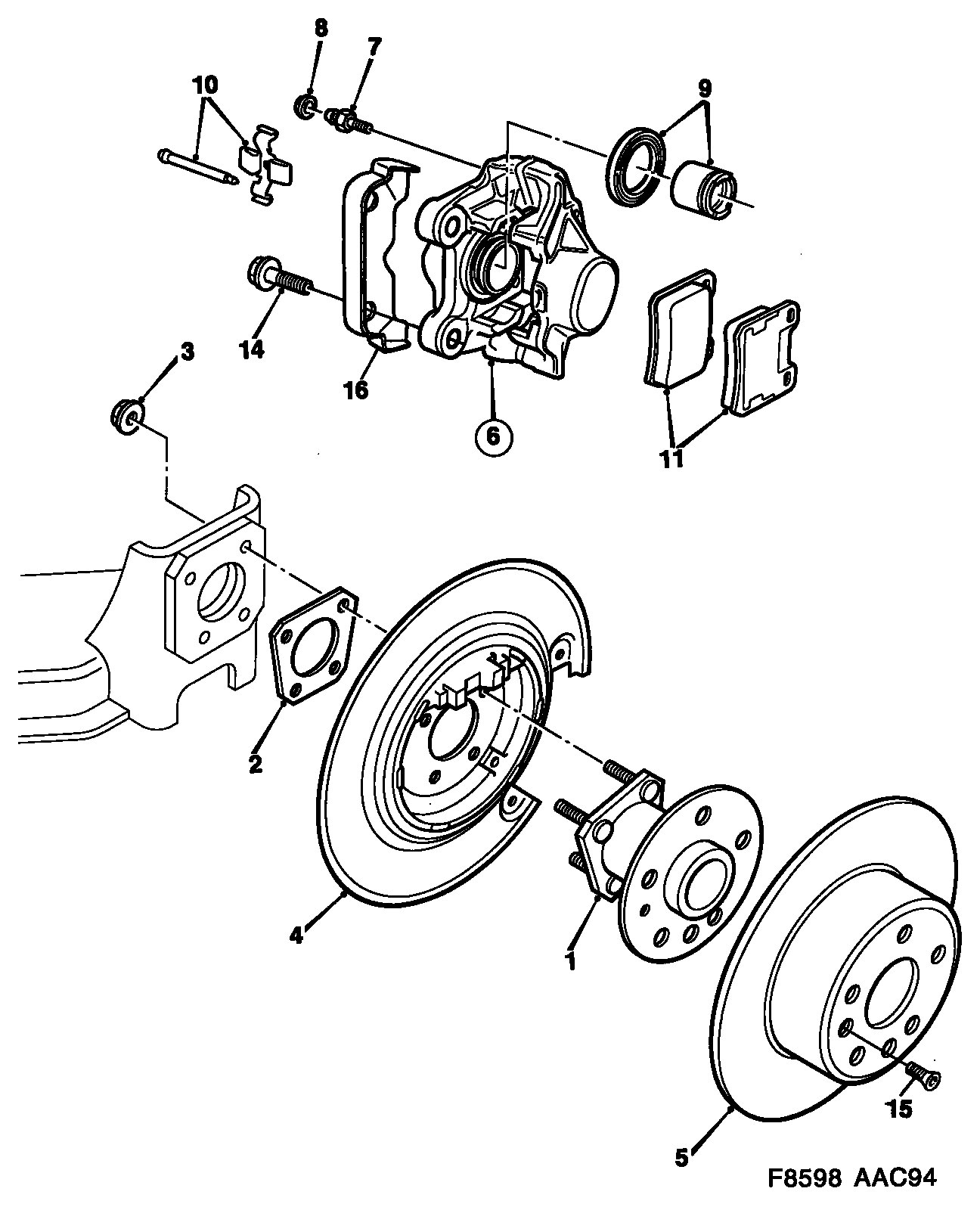 SAAB 4837241 - Brake disc and caliper, (1994-1998): 1 pcs. autospares.lv