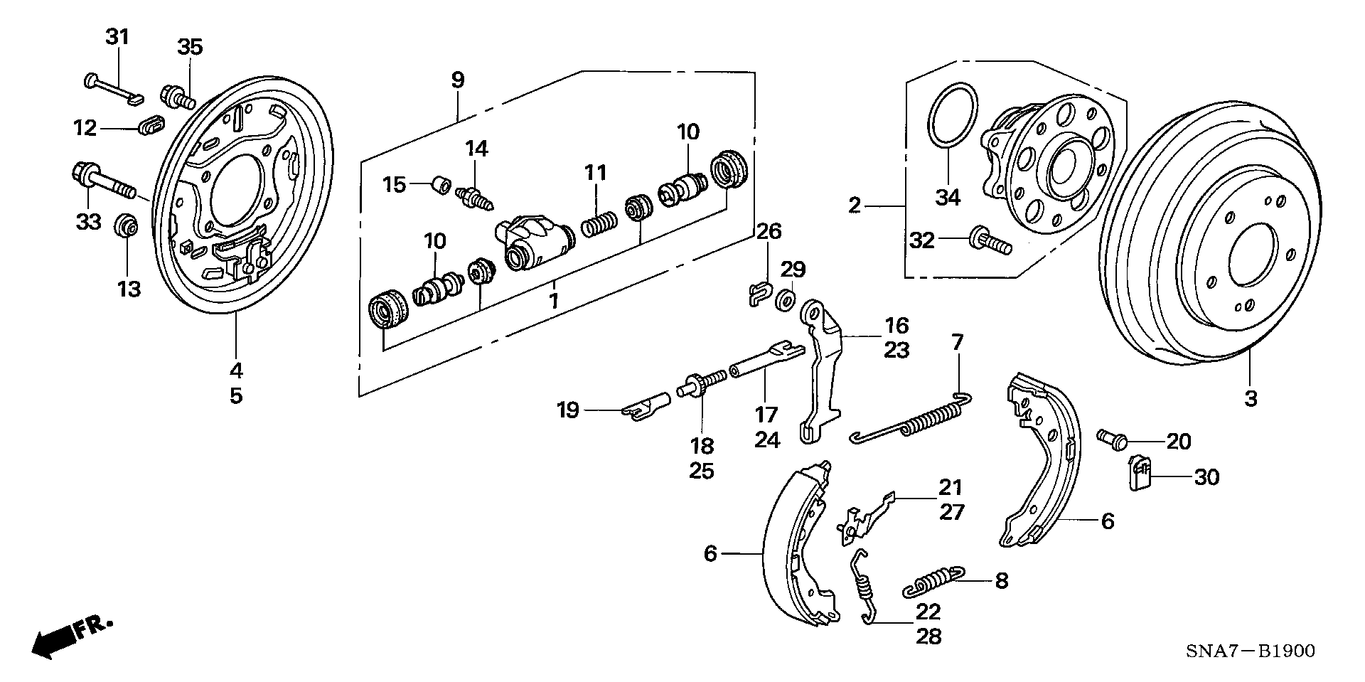 Honda 43153-SNA-A01 - Rear brake (drum): 004 pcs. autospares.lv