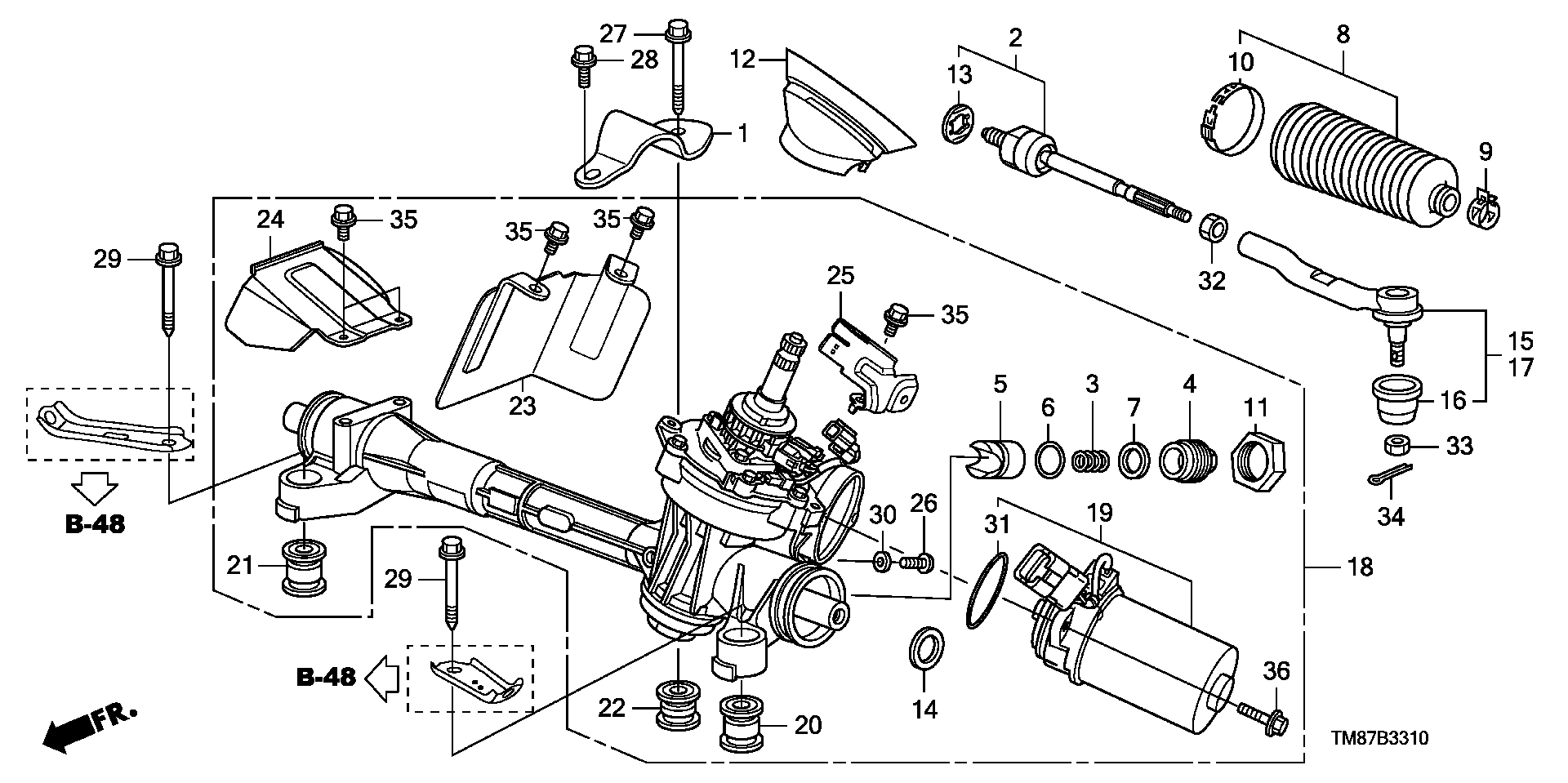 Honda 53429-TF0-003 - P.s. gear box(eps)(lh): 002 pcs. autospares.lv