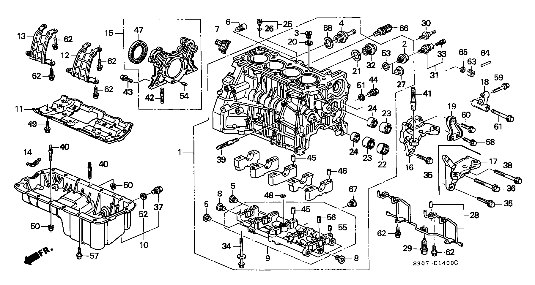 Honda 37240P13013 - Cylinder block/oil pan: 001 pcs. autospares.lv