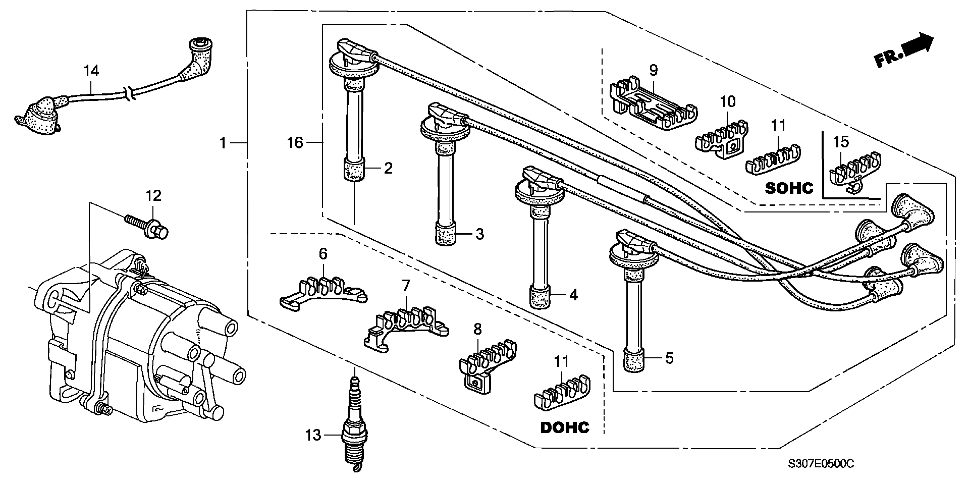 Honda 32700-P5M-003 - High tension cord/plug: 001 pcs. autospares.lv