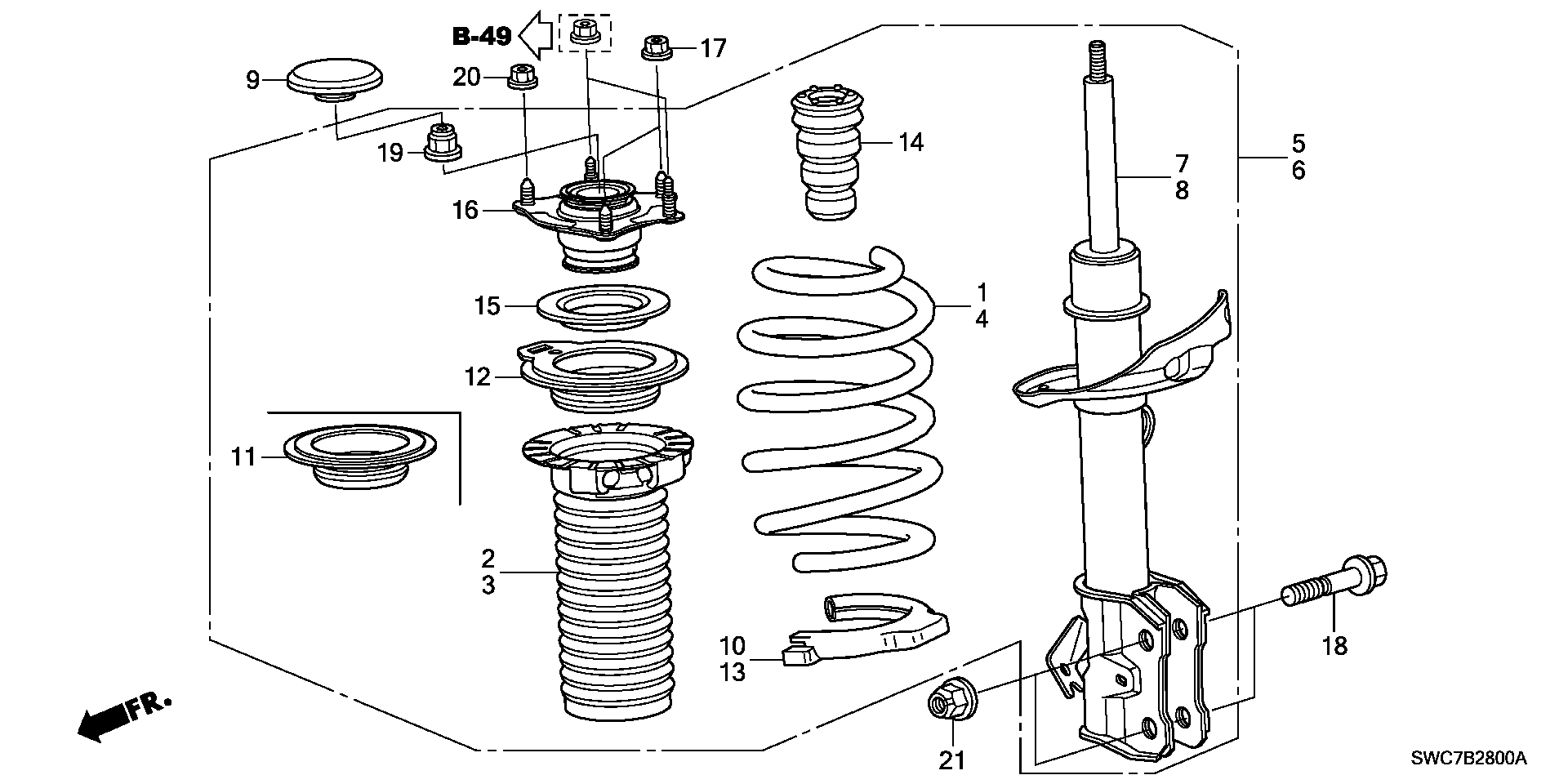 Honda 51920-SWA-A01 - Front shock absorber: 002 pcs. autospares.lv