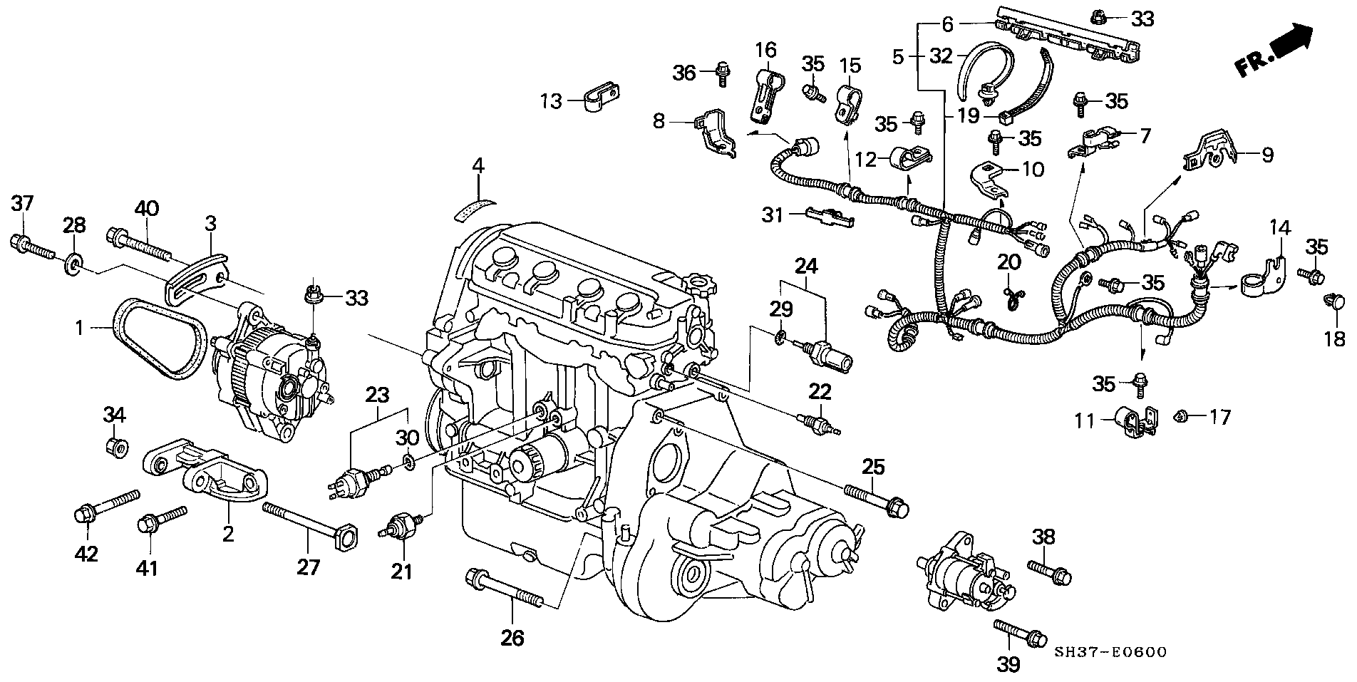 Honda 37 240 PD2 003 - Engine sub cord/clamp (1): 001 pcs. autospares.lv