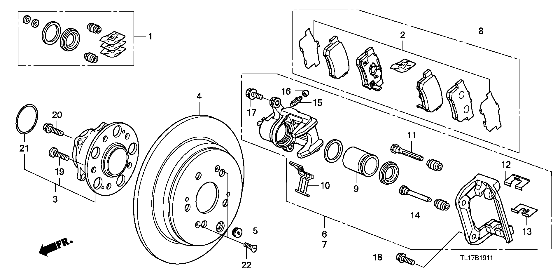 Honda 43022TL0G51 - Rear brake (2): 001 pcs. autospares.lv