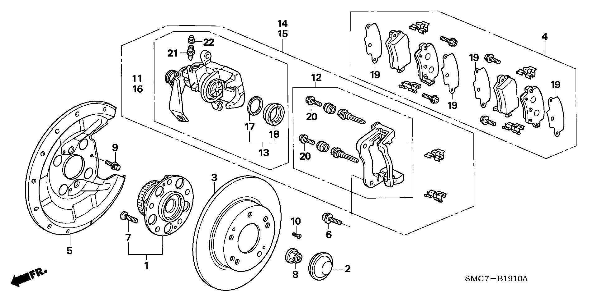 Honda 42510-SNA-A00 - Rear brake: 002 pcs. autospares.lv