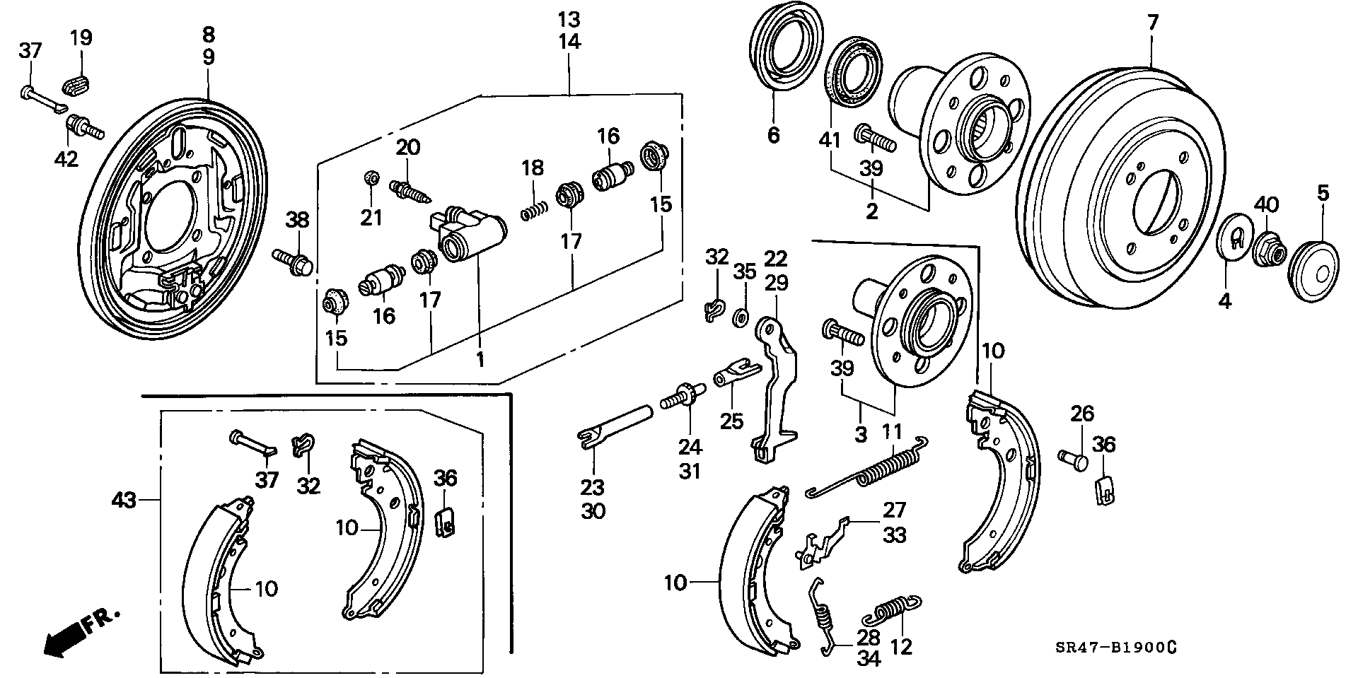 Honda 01433-SR3-000 - Rear brake (drum): 002 pcs. autospares.lv