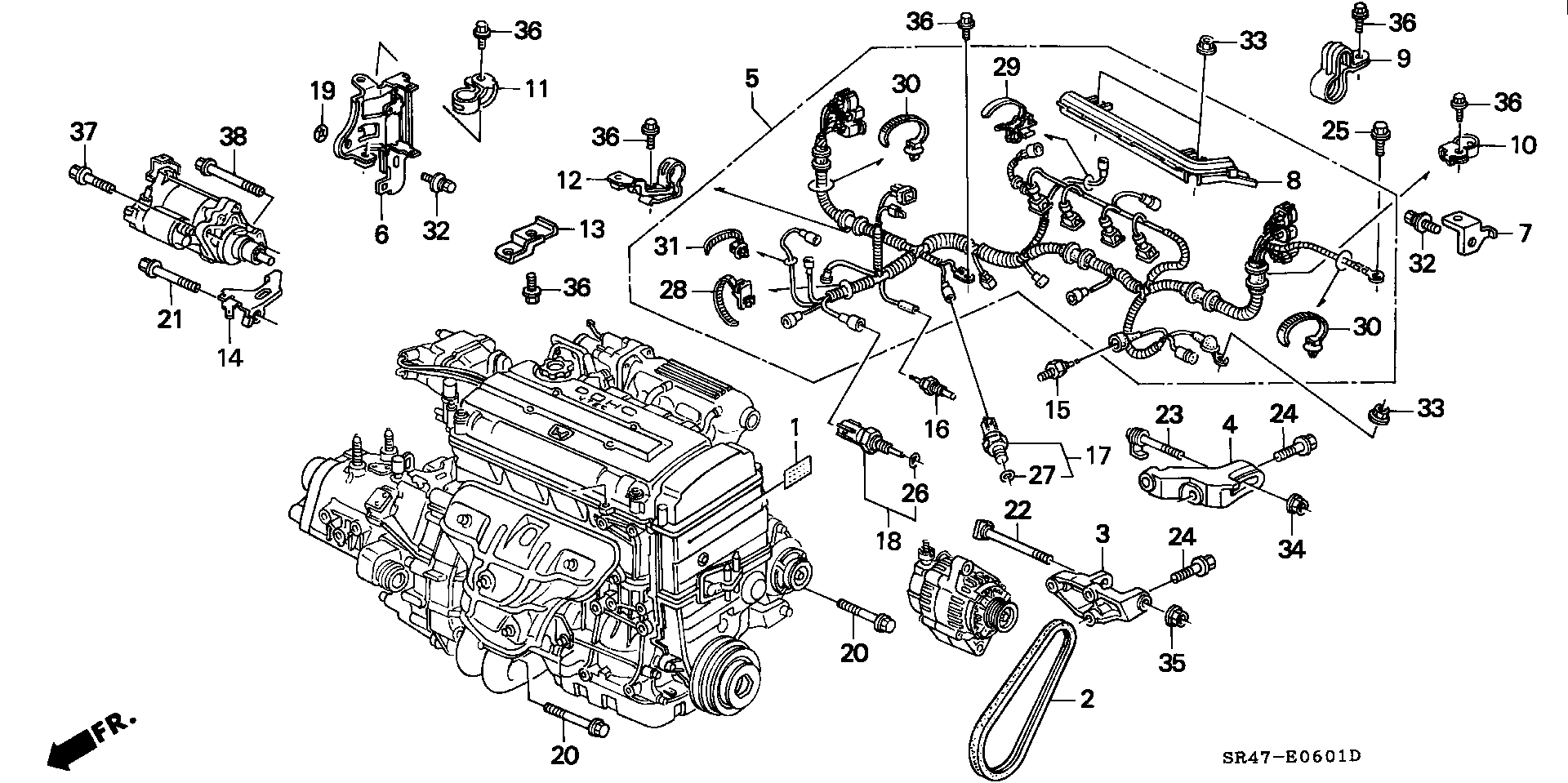 Honda 31110-PR4-A05 - Engine wire harness/clamp (dohc): 001 pcs. autospares.lv