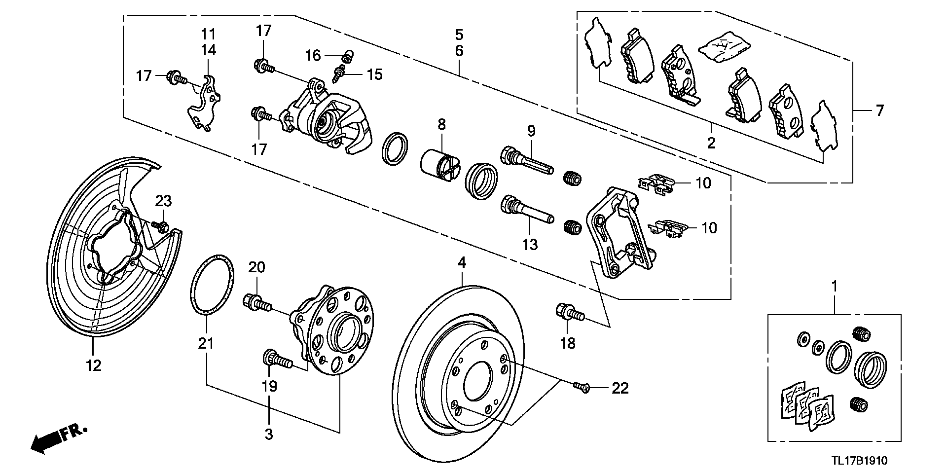 Honda 01473-TA0-A00 - Rear brake (1): 002 pcs. autospares.lv