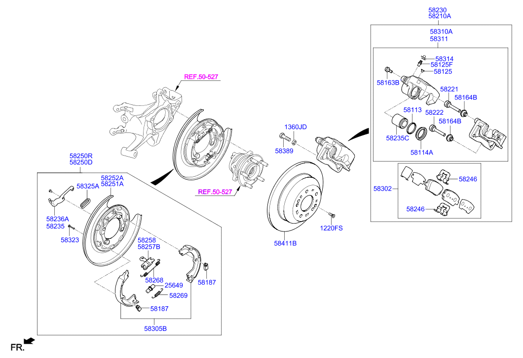 Hyundai 58411-2W010 - Rear wheel brake: 2 pcs. autospares.lv