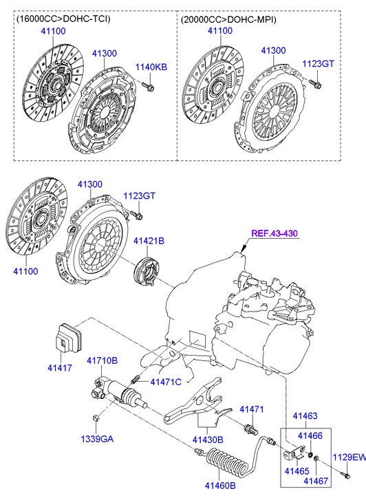 Hyundai 41421-23010 - Clutch & release fork: 1 pcs. autospares.lv