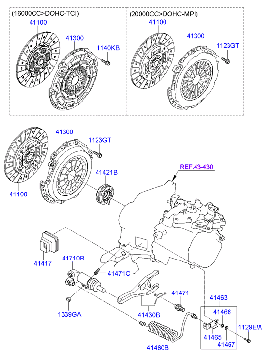 KIA 41100-23135 - Clutch & release fork: 1 pcs. autospares.lv