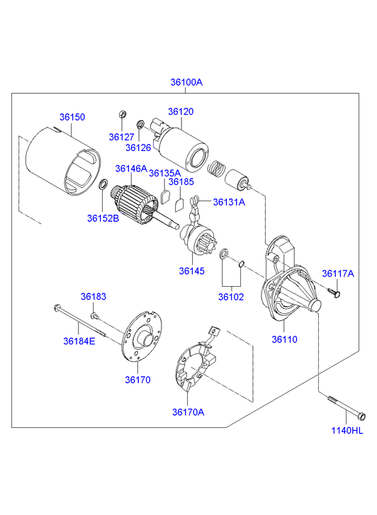 KIA 361002B020 - Starter: 1 pcs. autospares.lv