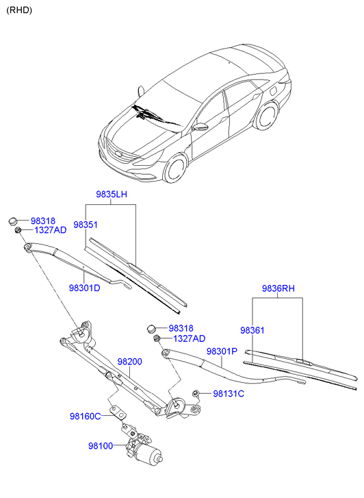 Hyundai 983503S000 - Windshield wiper: 1 pcs. autospares.lv