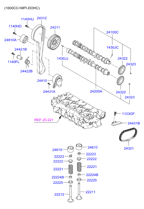 Hyundai 24321-26002 - Camshaft & valve: 1 pcs. autospares.lv