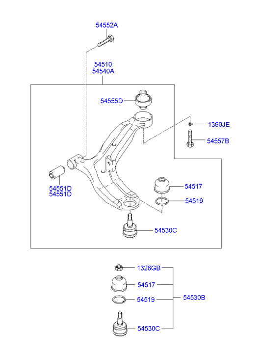 Proton 54530-25000 - Front suspension lower arm: 1 pcs. autospares.lv