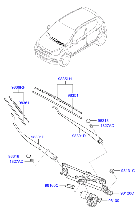 Hyundai 98360B9000 - Windshield wiper: 1 pcs. autospares.lv