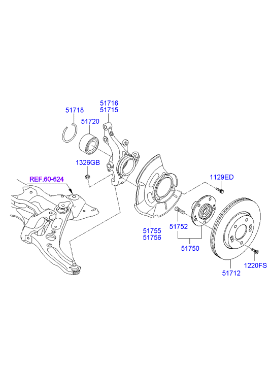 Hyundai 517121M500 - Front axle: 2 pcs. autospares.lv