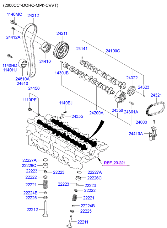 Mobis 2222423500 - Camshaft & valve: 16 pcs. autospares.lv