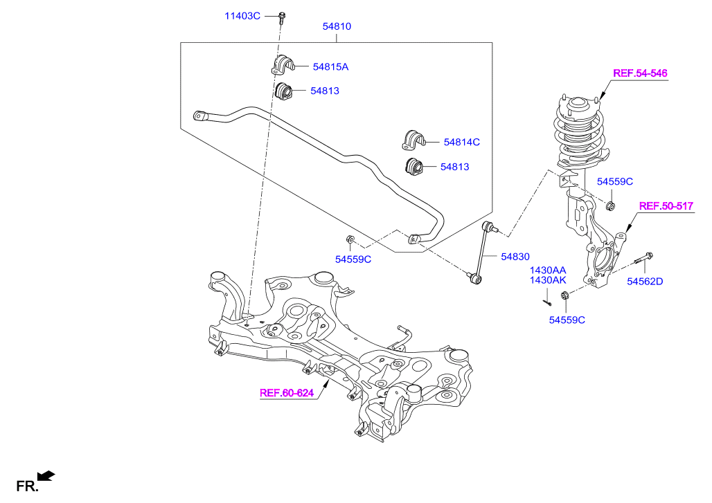 KIA 54830D7000 - Front suspension control arm: 2 pcs. autospares.lv