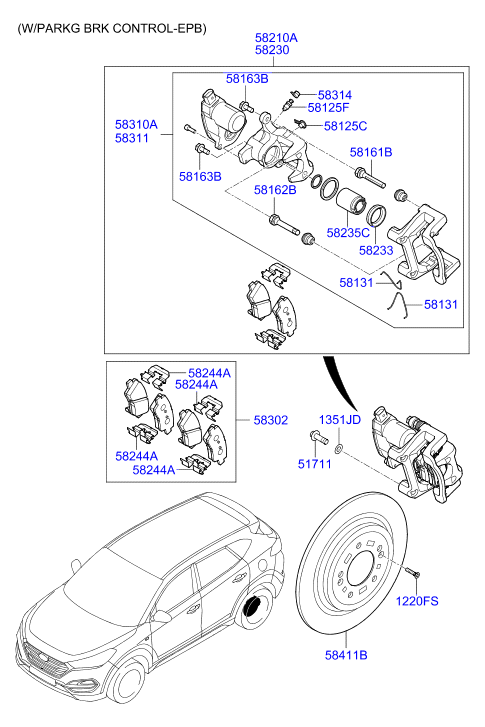 Hyundai 58302-D3A00 - Rear wheel brake: 1 pcs. autospares.lv