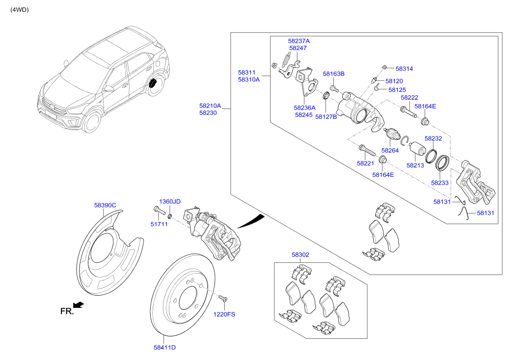 Hyundai 58302M0A10 - Rear wheel brake: 1 pcs. autospares.lv