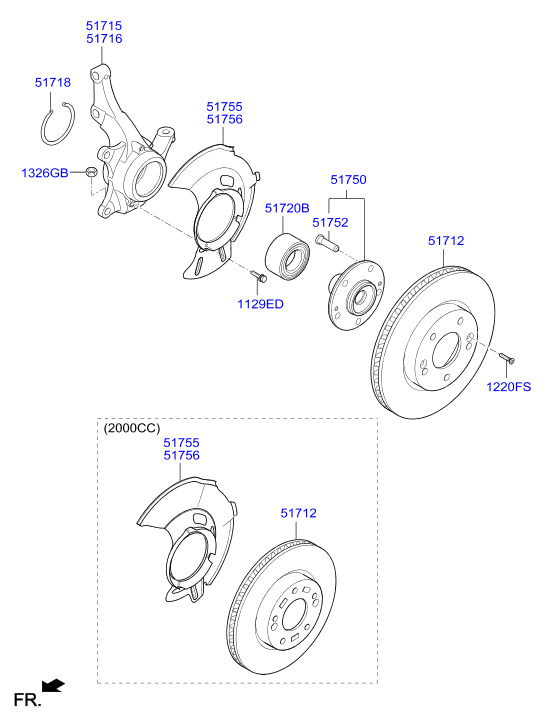 KIA 51712 M0500 - Front axle: 2 pcs. autospares.lv