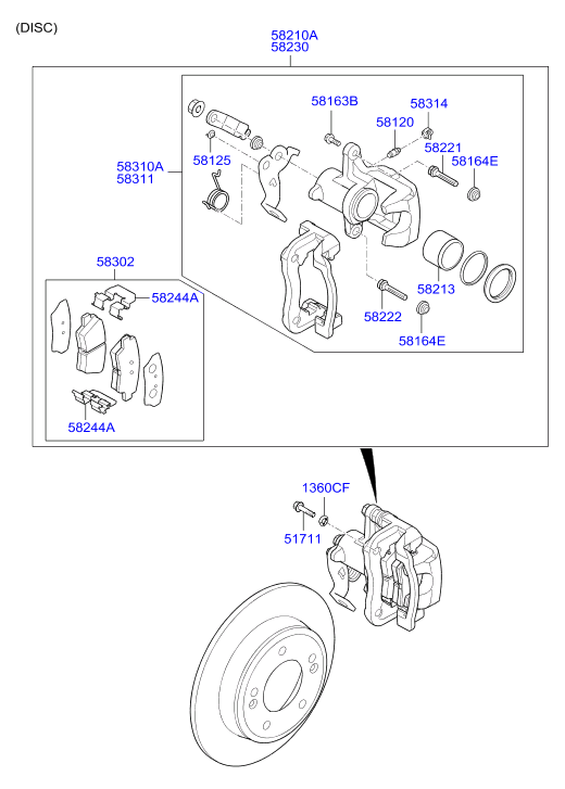 KIA 58302 A6A31 - Rear wheel brake: 1 pcs. autospares.lv