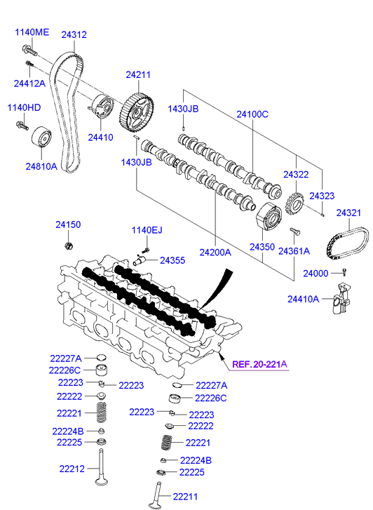 Mobis 2481023050 - Camshaft & valve: 1 pcs. autospares.lv