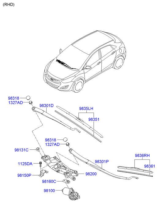 KIA 98350-3R200 - Windshield wiper: 1 pcs. autospares.lv