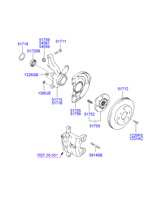 Hyundai 517122D300 - Front axle hub: 1 pcs. autospares.lv